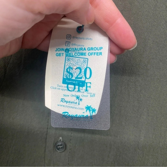 Royaura Hawaiian Mens Green Button Up Short Sleeve Shirt- Size 4XL - Picture 6 of 8